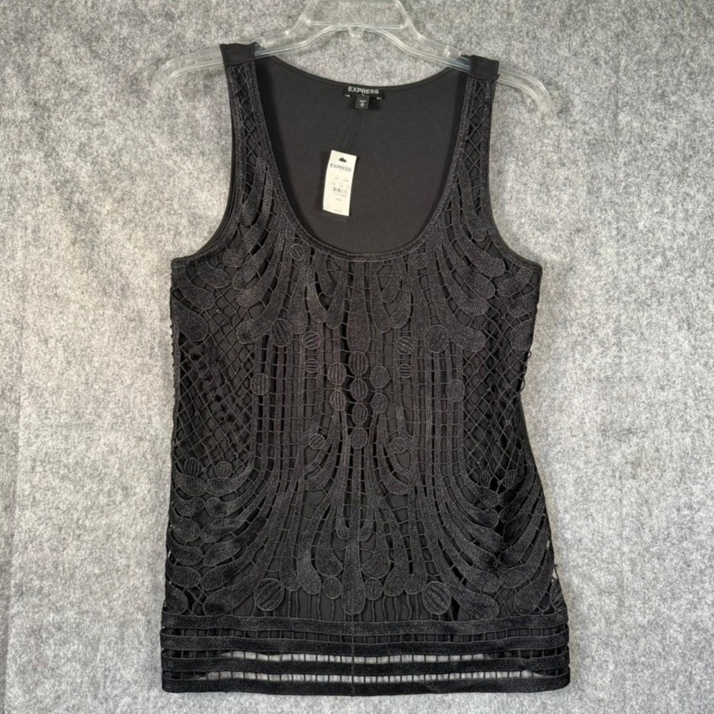 Express Crochet Lace Tank Top Womens Medium Party Elegant Whimsigoth Fairy Goth